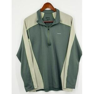 Patagonia Capilene 3 Midweight 1/4 Zip Pullover Mens XL Green Grey Base Layer